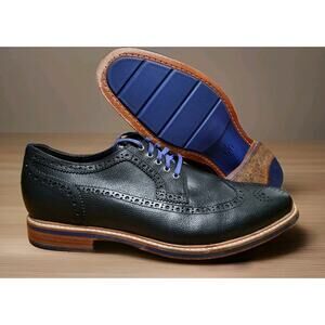 Cole Haan "Cooper" Sq. Wingtip Lace Up Shoes Black Leather Grain Size 13M C11077